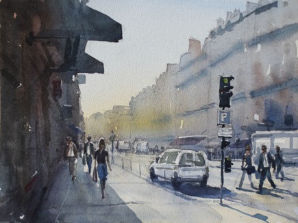 Rue de Pepinere morning I - Watercolour on paper © Jonathan Bray 2015