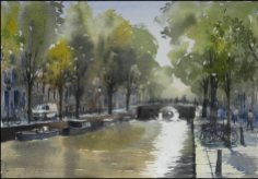 Watercolour painting on paper by Jonathan Bray of Herengracht, Amsterdam